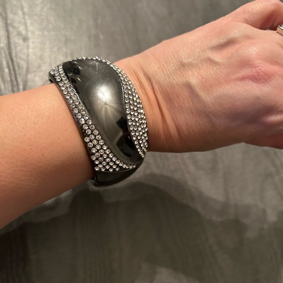 Silver Rhinestone Bangle Bracelet - Picture 4 of 4